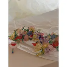 ドロップイヤリング フラワーモチーフ フリンジ ボリューム感 立体感 着痩せ ティードレス「INZINA」