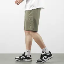メンズ カーキ生地 ショートパンツ【夏用・ゆったり・ストレート・運動・五分丈】