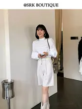 ワイドパンツ レディース 五分丈 スラックス ハイウエスト ストレート 着痩せ ルーズ カジュアル 着回し 秋「SRK」