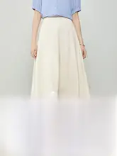 白色高腰Aラインスカート【夏用・通勤・印象的なデザイン】
