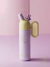 可愛らしいキャラクター付き保温カップ【ストロー付き・持ち運び便利】
