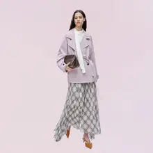 した雰囲気の長丈コットン風雨コート【ワイドスリーブ・ウエストリボン・秋用】