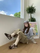 レトロトレーナーシューズ【薄底・ブラウン・女性用】