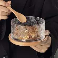 スタイリッシュなガラス製 ブレックファーストボウル【アイスクリーム・ヨーグルト・プリン・スイーツ・フルーツ用】