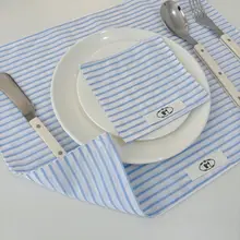 おしゃれなブルーチェックのコットン製ランチマット【長方形・熱対策】