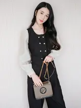 2点セット レディース トップス カジュアルパンツ ダブルブレスト パッチワーク プリーツ ストレート おしゃれ