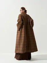 秋冬用の長袖ウールコート【フレンチカラー・ゆったりシルエット・カーディガンスタイル】