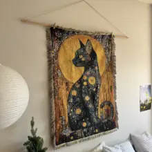 オーストリアの画家古斯タフ・クリムト風 夜の猫 タペストリー