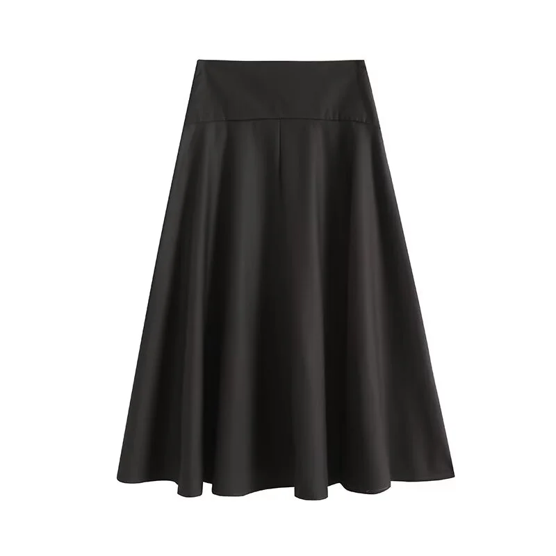 ファッショングレーのドレープ感あるハーフスカート【春季新作・フレアシルエット】