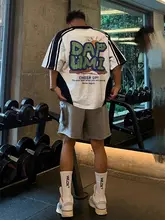 デザイン性のある肩パネル短袖Tシャツ【夏用・ヒップホップ・カジュアル】