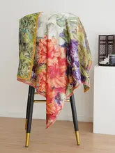 美しい花柄の真絲中式ショール【極上の柔らかさ・母の日ギフトに最適】