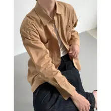 春秋用 長袖ラフシャツ【メンズ・韓国スタイル・ルーズフィット・無地】