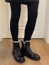 牛革製 厚底雪用ブーツ【暖かいファー付き・ショートタイプ】