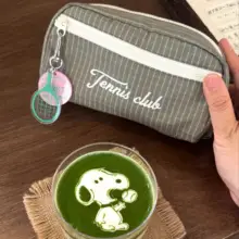 テニスクラブ刺繍デザインのハンドバッグ【化粧ポーチ・収納ポーチ・ペンケース】