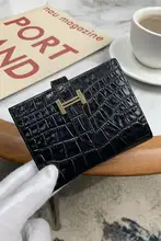 真皮製 メンズ 財布【短型・コンパクト・カードポケット付き・クロコダイル風デザイン】