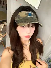 機能的な迷彩デザインの空頂帽子【夏用・アウトドア・日焼け対策】