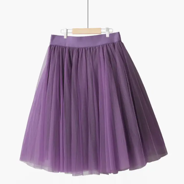 秋冬用 ハイウエストスカート【シンプルデザイン・Aライン・短丈・チュール素材】【セットアップ対応】