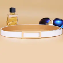 スタイリッシュな本革レディースベルト【白・シンプル・デニムパンツ用】