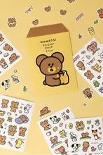 かわいいクマのカートゥーンデコレーションシール【水に強い・手帳やノートに適】