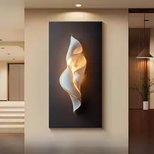 モダンな軽奢華の玄関装飾画【縦型・抽象アート・廊下用】
