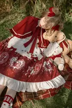 ストロベリーダイアリー ロリータスタイル ワンピース【長袖・エプロン付き・ケープデザイン】