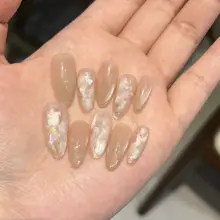 プレスネイル アセテート ハンドメイド キャットアイグラデーション くすみグレー ヌードカラー 血色感 透明感