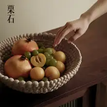フルーツトレイ 侘寂風 ヴィンテージ風 インテリア リビング・ダイニング用 お菓子入れ付きオブジェ