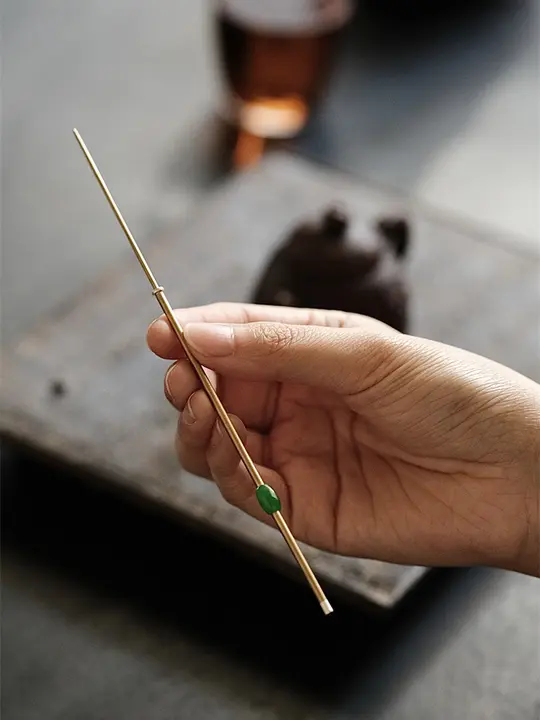 手作り真鍮茶針【玉環付き・茶道用】
