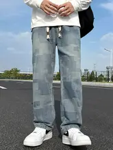 夏用の軽量アメリカン星空模様デニムパンツ【ゆったりストレート・カジュアル】