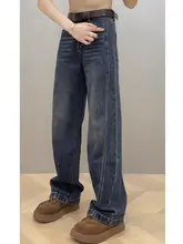 深い色合いのデニムパンツ【高腰・スリムフィット・秋用】
