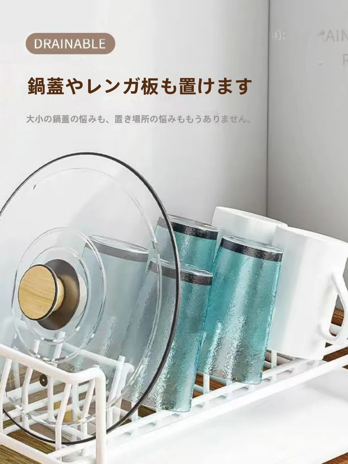 キッチン用吊り棚式食器ラック：組み立て簡単で見せる収納に最適なシンプルデザイン