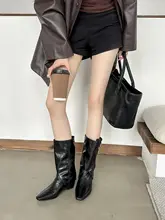 スタイリッシュなロングブーツ【秋冬用・内増高・西部風・中筒】（セットアップ対応）
