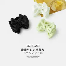 ブラックリボン付きプリンセスヘアクリップ【サイドバング用・小型・半束ね髪用】