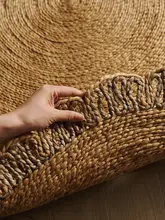 円形黄麻ラグ【ヴィンテージ風・フレンチスタイル・手作り】