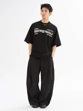 アメリカンレトロロゴプリントラウンドネック半袖Tシャツ【メンズ・夏用・フィット】