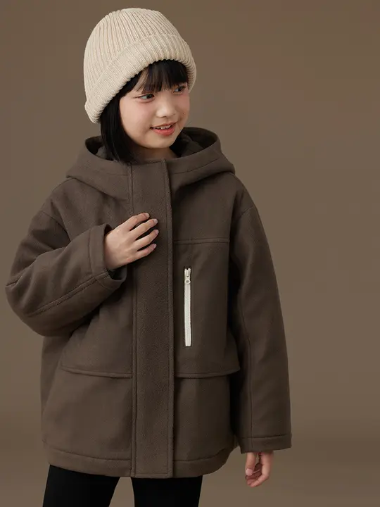 秋冬用コットンアウター【子供用・カジュアル・コーヒー色・保温性】