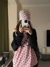 斜め肩デザインのドット柄長袖Tシャツ【春用・女性用・露出デザイン】（セットアップ対応）