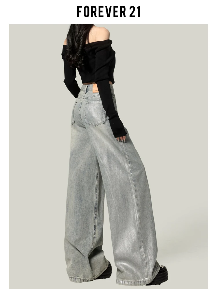 Forever 21 ニッチ ホット シルバー レトロ ブルー ジーンズ：2026年春季リリースの女性向けリラックススタイルパンツ