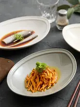 オーバル蒸し魚プレート【創意的な和風デザイン・サラダや料理用】