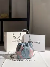 バケットバッグ レディース グラフィティ柄 ピンク×ブルー 斜めが け ショルダーバッグ キュート おしゃれ 「MackJanice」