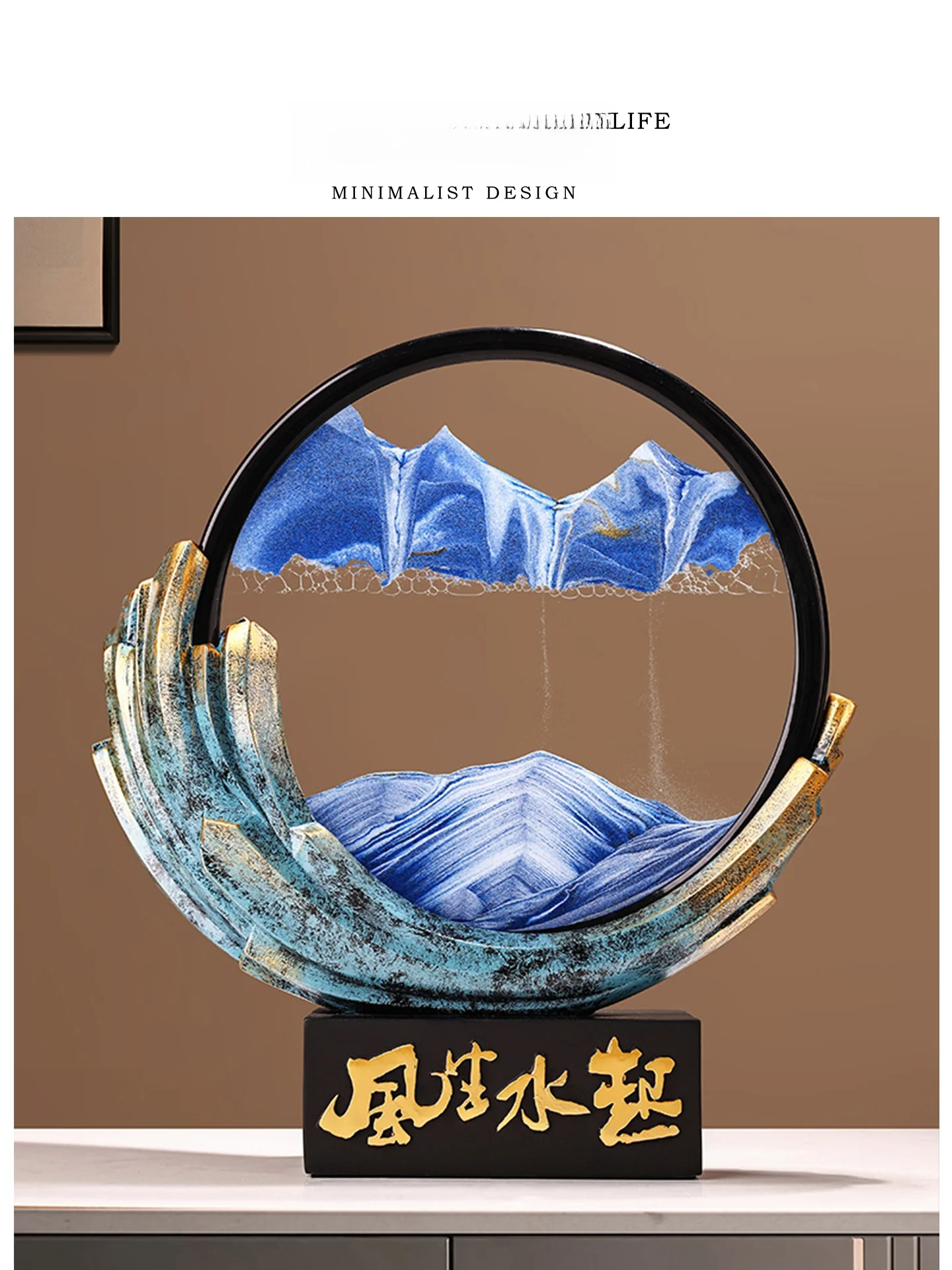 中式風の流砂絵飾り：テレビキャビネットや酒棚に最適な空間装飾品
