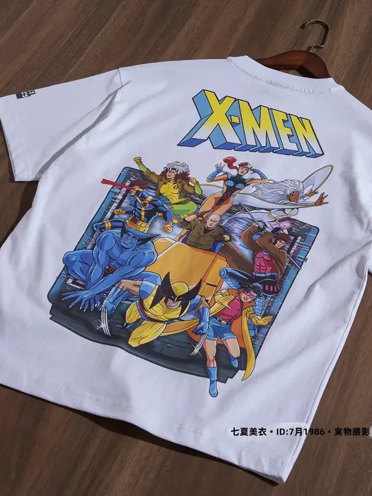 夏用 メンズ クルーネック ヒーローキャラクター プリント Tシャツ【コットン製・フィット・半袖】