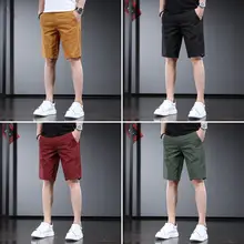 メンズ薄手イエローショートパンツ【カジュアル・5分丈・フィット・夏用】