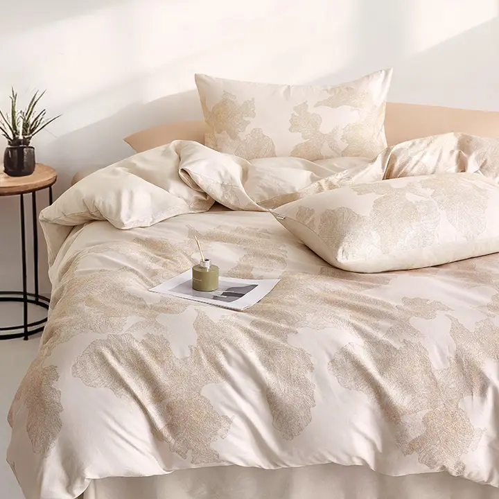 Beyond home 全棉製 美ラードデザイン寝具【四点セット・裸睡対応・ふんわり布団カバー】（セットアップ対応）