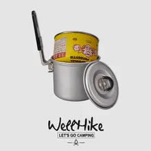 WELLHIKE 超軽量ソロ用折りたたみ登山用小鍋【キャンプ用・バーナーセットアップ対応】