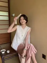 刺繍レースのノースリーブベスト【高級感あるデザイン・国風スタイル】