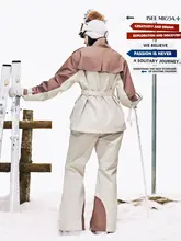 防水保温仕様のウエストシェイプスノースーツ【女性用・スキーウェア・上下セット（セットアップ対応）】