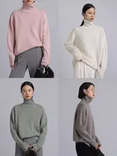 イタリア製 カシミアハイネックニット【粗編み・女性用・自然系デザイン】
