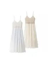 優雅なメッシュ切替のキャミソールワンピース【夏用・女性用】