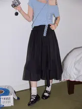 高腰黒ロングAラインスカート【シンプルスタイル・・女性用】